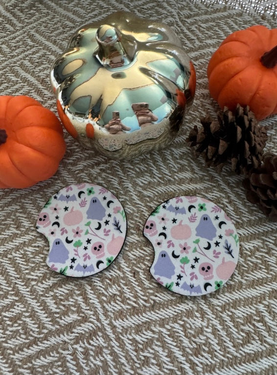 Lilac Ghosts Car Coasters (Set of 2)