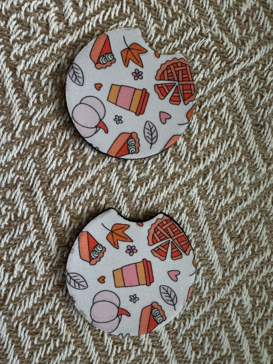 Pink Autumn Car Coasters (Set of 2)