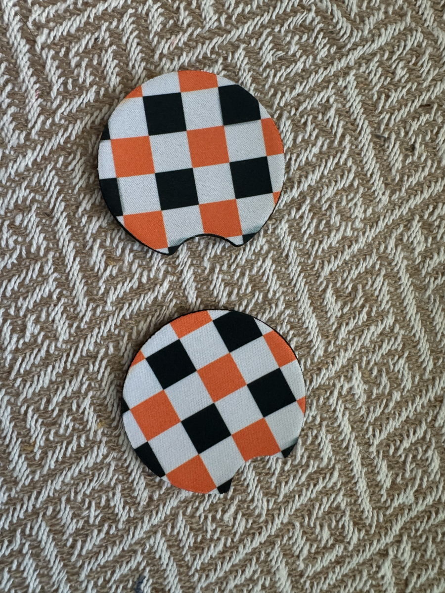 Halloween Checkered Car Coasters (Set of 2)