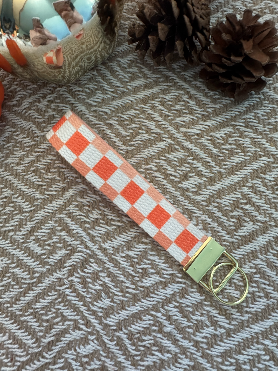 Neutral Fall Plaid Wristlet