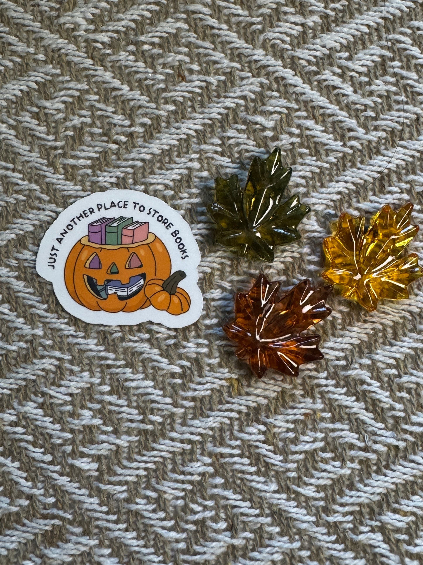 Another Place To Store Books Pumpkin Vinyl Sticker