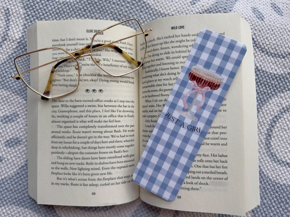 "Just A Girl" Gingham Bookmark
