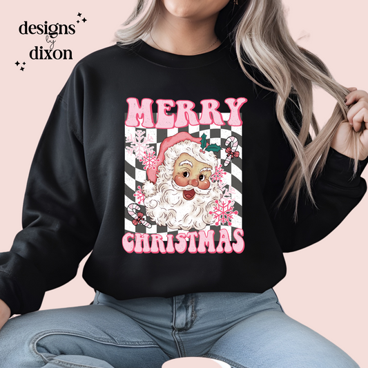 Retro Santa Checkered Crewneck