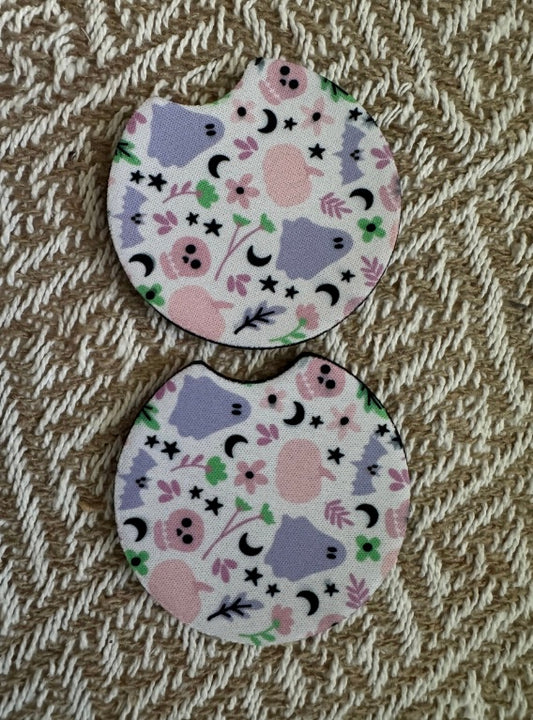Lilac Ghosts Car Coasters (Set of 2)