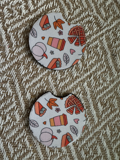 Pink Autumn Car Coasters (Set of 2)