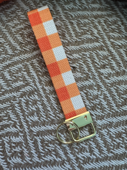 Autumn Orange Plaid Wristlet