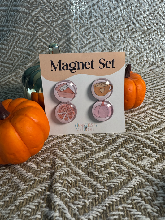 Girly Pink Fall Magnet Set