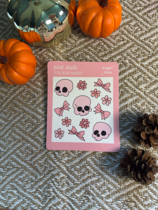 Pink Skulls Sticker Sheet