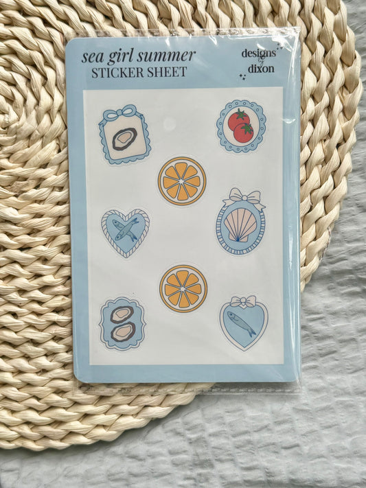 "Sea Girl Summer" Sticker Sheet