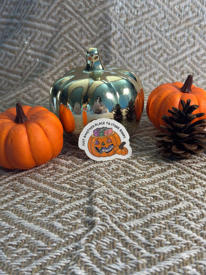 Another Place To Store Books Pumpkin Vinyl Sticker
