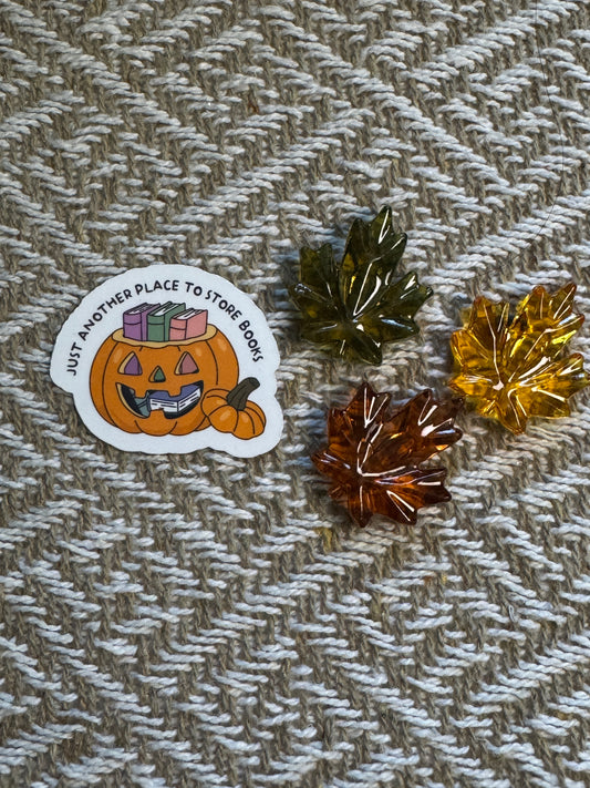 Another Place To Store Books Pumpkin Vinyl Sticker