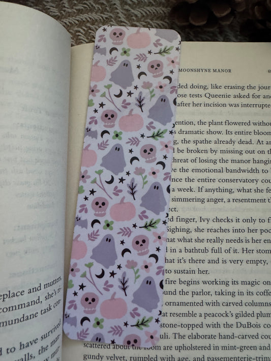 Lilac Ghosts Double Sided Patterned Bookmark