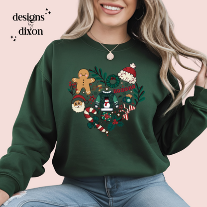 Heart Shaped Christmas Doodles Crewneck